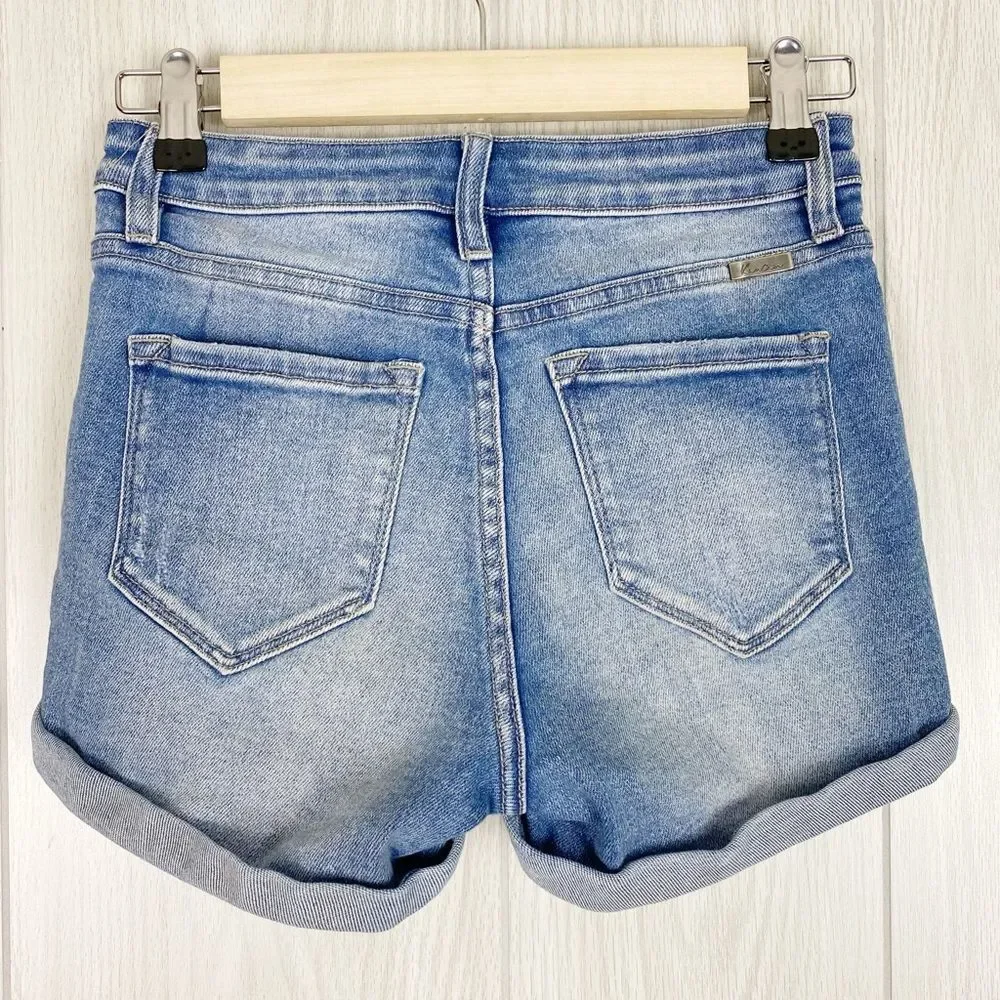 KanCan | Cuffed High Rise Button Fly Jean Shorts Size 25 - Picture 2 of 5